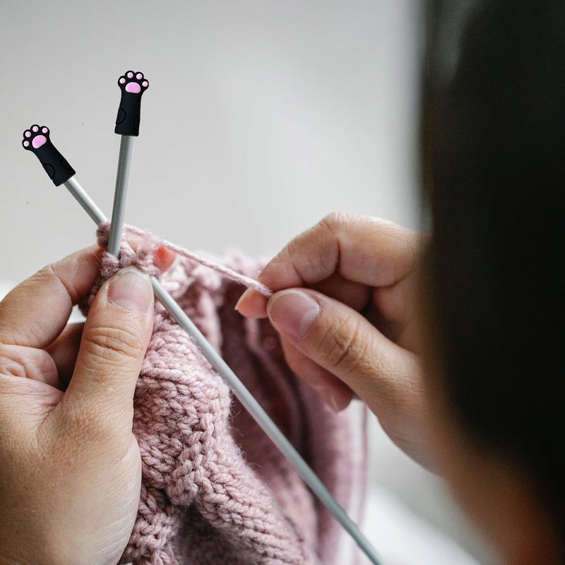 spansee 6 PCS Stitch Stoppers for Small Knitting Needles, Knitting Accessories fit Sizes US 2.5-11 (3mm-8mm) Needles, Knitting Point Protectors, Knitting Needle Caps, Cat Paw Knitting Needle Stoppers - Image 4